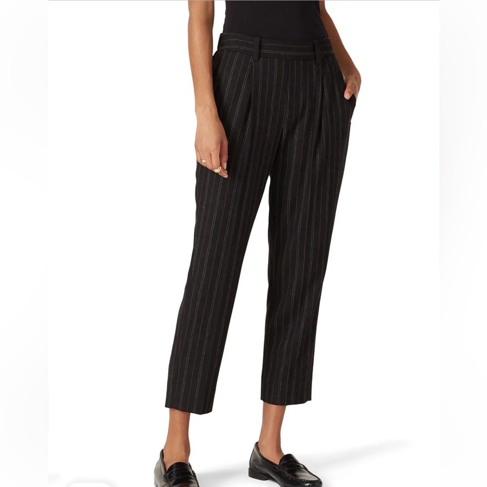 Vince Black & Brown Pinstripe Wool Blend Pull On Trouser - Picture 2 of 8